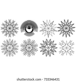 Holiday patterns of stars of snowflakes and flowers for gifts geometric pentagram