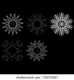 Holiday patterns of stars of snowflakes and flowers for gifts geometric pentagram