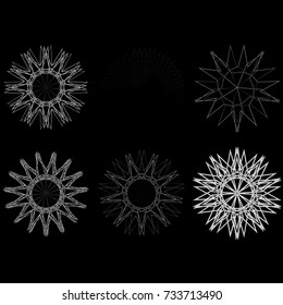 Holiday patterns of stars of snowflakes and flowers for gifts geometric pentagram