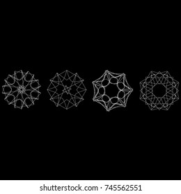 Holiday patterns of stars of snowflakes and flowers for gifts geometric pentagram