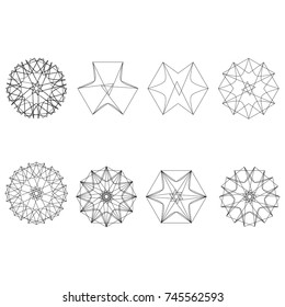 Holiday patterns of stars of snowflakes and flowers for gifts geometric pentagram