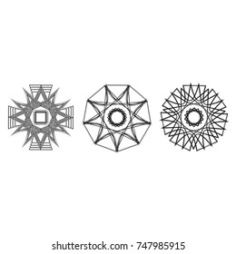 Holiday patterns of stars of snowflakes and flowers for gifts geometric pentagram