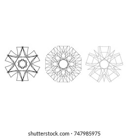 Holiday patterns of stars of snowflakes and flowers for gifts geometric pentagram