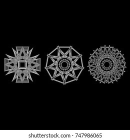 Holiday patterns of stars of snowflakes and flowers for gifts geometric pentagram