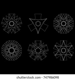 Holiday patterns of stars of snowflakes and flowers for gifts geometric pentagram