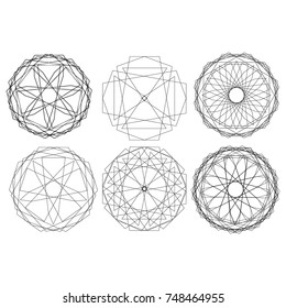 Holiday patterns of stars of snowflakes and flowers for gifts geometric pentagram