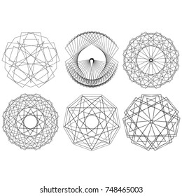 Holiday patterns of stars of snowflakes and flowers for gifts geometric pentagram