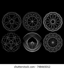 Holiday patterns of stars of snowflakes and flowers for gifts geometric pentagram