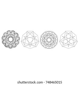 Holiday patterns of stars of snowflakes and flowers for gifts geometric pentagram