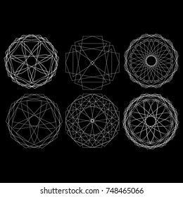 Holiday patterns of stars of snowflakes and flowers for gifts geometric pentagram