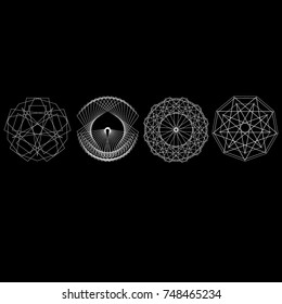 Holiday patterns of stars of snowflakes and flowers for gifts geometric pentagram