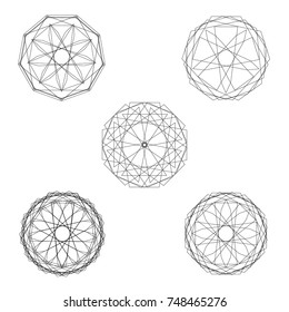 Holiday patterns of stars of snowflakes and flowers for gifts geometric pentagram