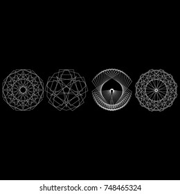 Holiday patterns of stars of snowflakes and flowers for gifts geometric pentagram