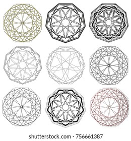 Holiday patterns of stars of snowflakes and flowers for gifts geometric pentagram