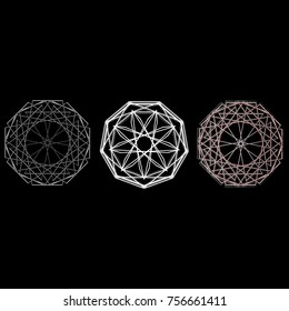 Holiday patterns of stars of snowflakes and flowers for gifts geometric pentagram