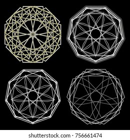 Holiday patterns of stars of snowflakes and flowers for gifts geometric pentagram