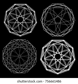 Holiday patterns of stars of snowflakes and flowers for gifts geometric pentagram