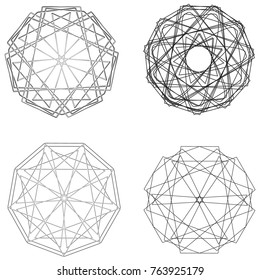 Holiday patterns of stars of snowflakes and flowers for gifts geometric pentagram