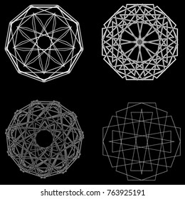 Holiday patterns of stars of snowflakes and flowers for gifts geometric pentagram