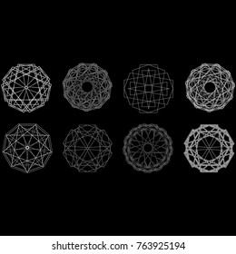 Holiday patterns of stars of snowflakes and flowers for gifts geometric pentagram