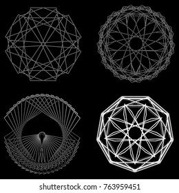 Holiday patterns of stars of snowflakes and flowers for gifts geometric pentagram