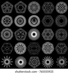Holiday patterns of stars of snowflakes and flowers for gifts geometric pentagram