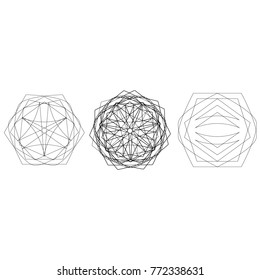 Holiday patterns of stars of snowflakes and flowers for gifts geometric pentagram
