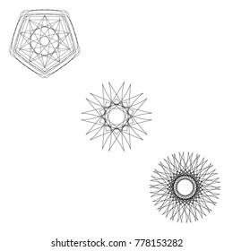 Holiday patterns of stars of snowflakes and flowers for gifts geometric pentagram