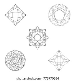 Holiday patterns of stars of snowflakes and flowers for gifts geometric pentagram