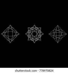 Holiday patterns of stars of snowflakes and flowers for gifts geometric pentagram