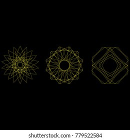 Holiday patterns of stars of snowflakes and flowers for gifts geometric pentagram