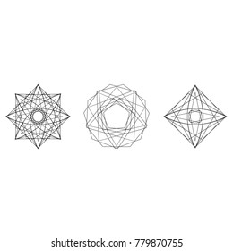 Holiday patterns of stars of snowflakes and flowers for gifts geometric pentagram