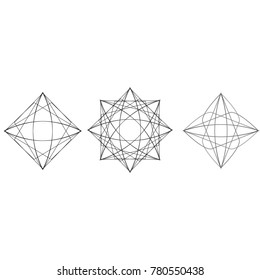 Holiday patterns of stars of snowflakes and flowers for gifts geometric pentagram