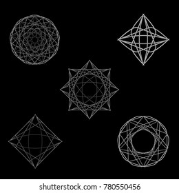 Holiday patterns of stars of snowflakes and flowers for gifts geometric pentagram