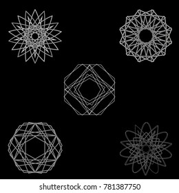 Holiday patterns of stars of snowflakes and flowers for gifts geometric pentagram