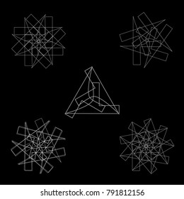 Holiday patterns of stars of snowflakes and flowers for gifts geometric pentagram