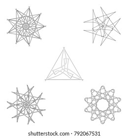 Holiday patterns of stars of snowflakes and flowers for gifts geometric pentagram