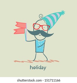 holiday at the person with flags
