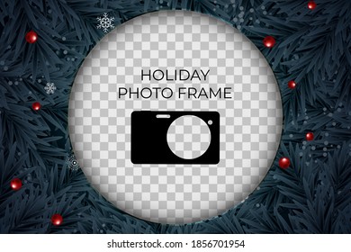 Holiday Photo Frame Template. Merry Christmas and Happy New Year Background. Vector Illustration EPS10