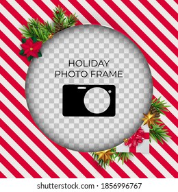 Holiday Photo Frame Template. Merry Christmas and Happy New Year Background. Vector Illustration EPS10