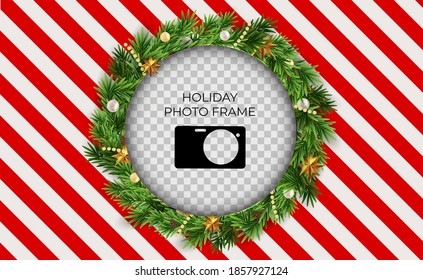 Holiday Photo Frame Template. Merry Christmas and Happy New Year Background. Vector Illustration EPS10