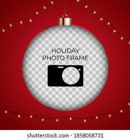 Holiday Photo Frame Template. Merry Christmas and Happy New Year Background. Vector Illustration EPS10