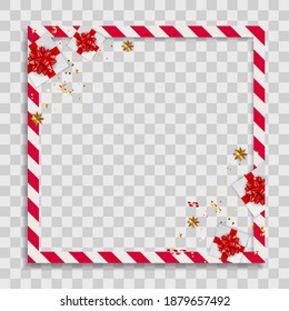 Holiday Photo Frame Template. Merry Christmas and Happy New Year Background. Vector Illustration