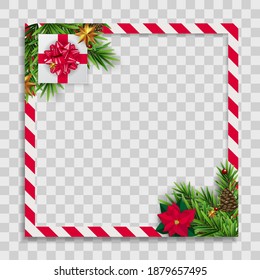 Holiday Photo Frame Template. Merry Christmas and Happy New Year Background. Vector Illustration