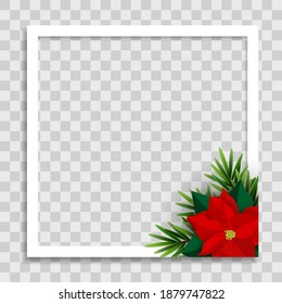 Holiday Photo Frame Template. Merry Christmas and Happy New Year Background. Vector Illustration