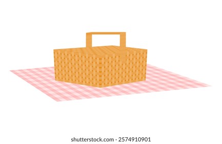 Holiday Picnic Basket Vector. Relaxation Picnic Basket Element. Outdoor Rest.