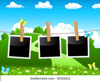 Holiday picture and green landscape - vector illustration