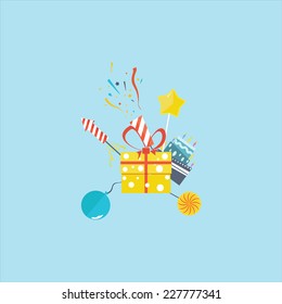Holiday picture on the blue background. Vector.