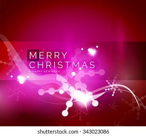 Holiday pink abstract background, winter snowflakes, Christmas and New Year design template, light shiny modern vector illustration