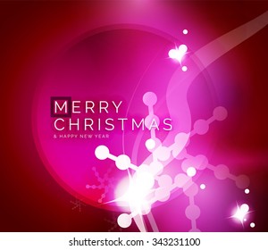 Holiday pink abstract background, winter snowflakes, Christmas and New Year design template, light shiny modern vector illustration